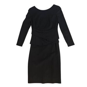 A-K-R-I-S Punto Womens Crew Drape Detail Long Sleeve Shift Dress Black Small